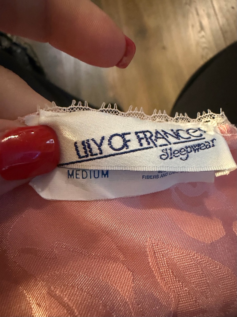 Lily of France Vintage 80s Pink Satin Lace-Trim Chemise Lingerie - Picture 5 of 5